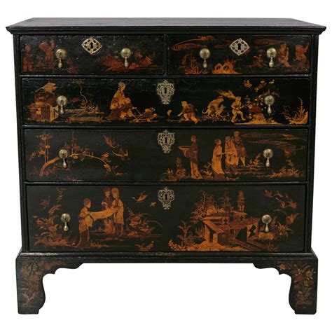 18th Century Queen Ann Black Lacquer Chinese Chinoiserie Chest At 1stdibs