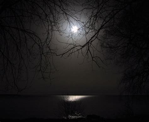 Free Full Moon Over Lake Stock Photo
