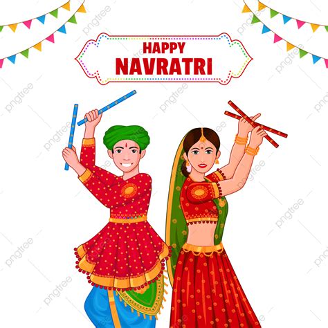 Premium Vector Dancing Dandiya Couple At Navratri Happy Durga Puja My XXX Hot Girl