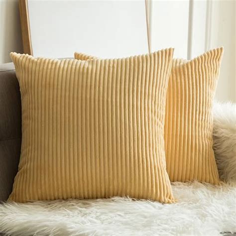 Miulee Pack Of 2 Corduroy Soft Soild Decorative Square Throw Pillow
