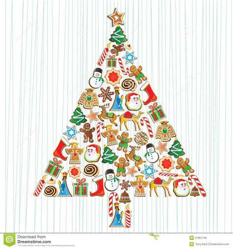 Cute gingerbread line christmas cookies. Cute Cookie Christmas Tree stock vector. Illustration of cute - 21951749