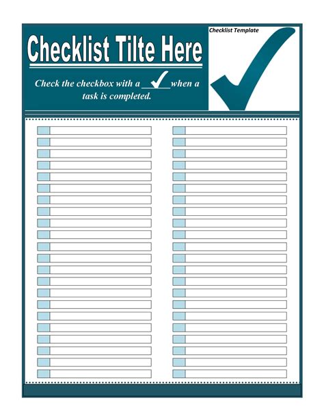 Editable Checklist Template Word Template