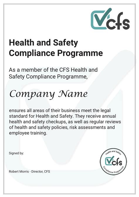 Health And Safety Certificate Complete Food Safety Ltd