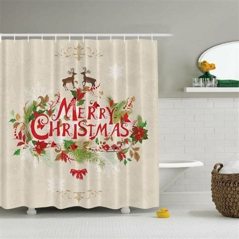 Shop Polyester Shower Curtain Merry Christmas X Overstock