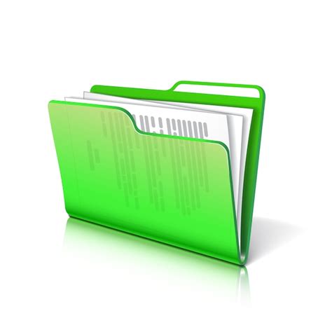 Premium Vector Green Transparent Folder With Papers Document Icon