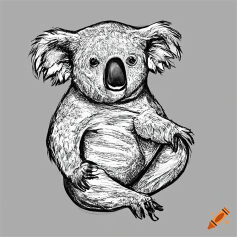 Sketch Of A Koala In Black And White