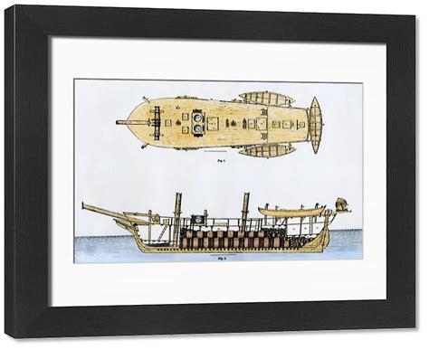 Whaling Ship Diagram 1800s Framed Photo Deck Plan And Cutaway View