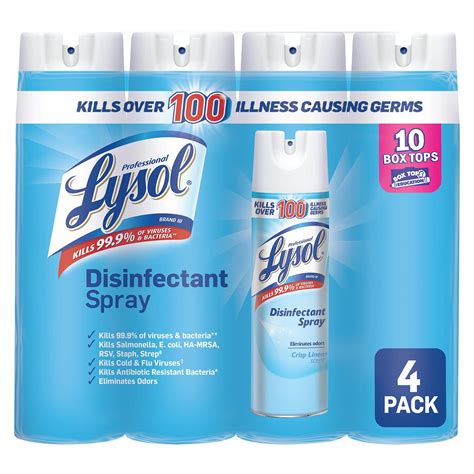Lysol Disinfectant Spray Crisp Linen 4 Pk 19 Oz Each Sams Club In 2020 Disinfectant