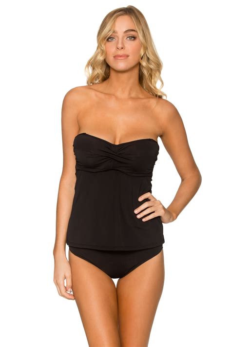 Sunsets S Sunsets Black Underwire Bandeau Tankini Top E H Cup