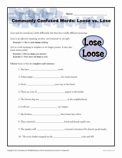 50 Commonly Confused Words Worksheet