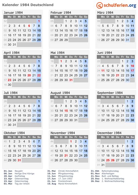 Kalender 1984