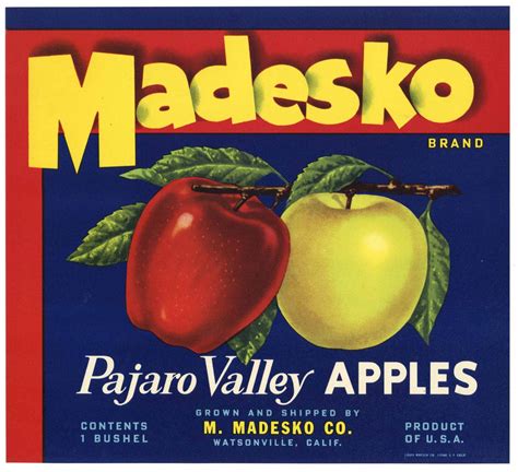 Madesko Brand Vintage Watsonville Apple Crate Label Thelabelman
