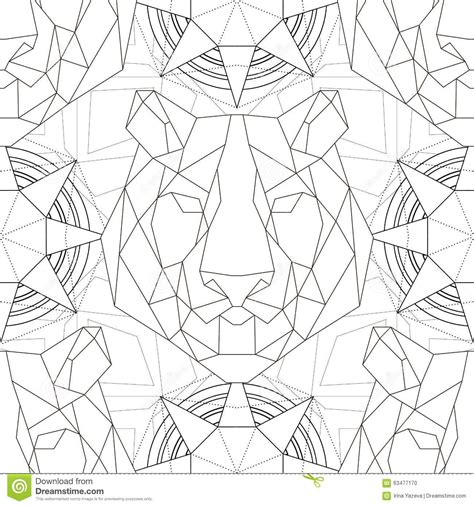 Geometric Pattern Tiger Head Trendy Line Design Stock Vector Image