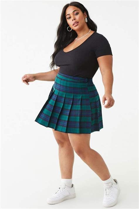 Forever 21 Plus Size Pleated Plaid Mini Skirt Plus Size Outfits Plus
