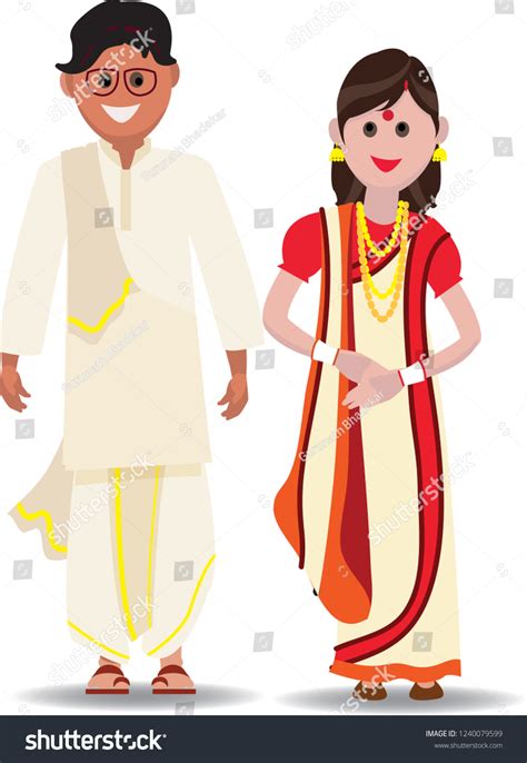 Bengali Wedding Couple In Traditional Costume Of West
