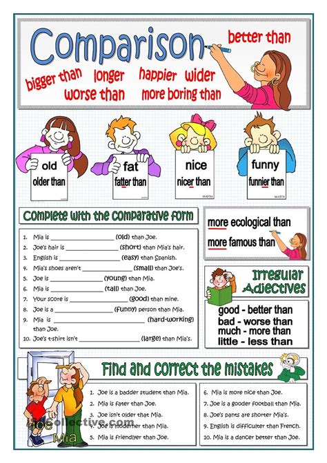 Basic Comparison English Grammar Worksheets Comparative And Superlative English Grammar