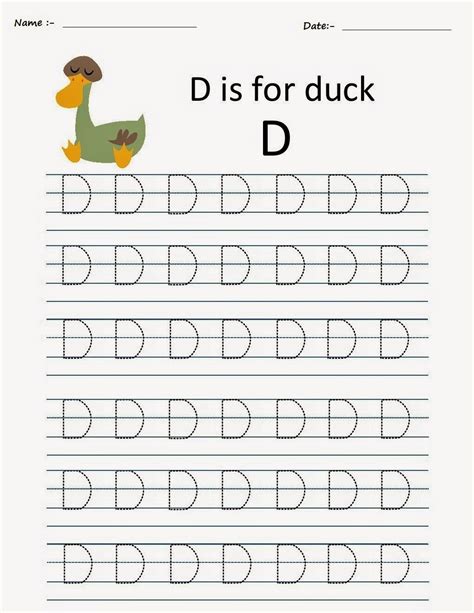 Kindergarten Worksheets Printable Tracing Worksheets Alphabet D
