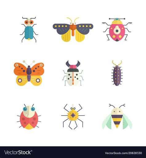 Colorful Bugs Royalty Free Vector Image Vectorstock