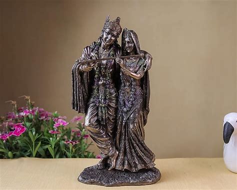 buy ganeshaartsncrafts radha krishna statue bonded bronze 11 inch jugal jodi hindu god goddess