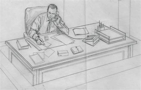 Sketch Of Office Man At Desk Glengarry Glen Ross Pinterest