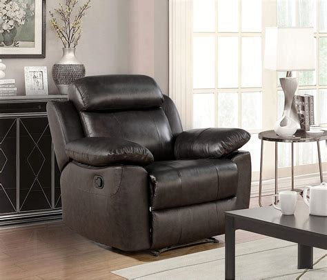 Top Grain Leather Manual Recliner Brown Solid Recline Home