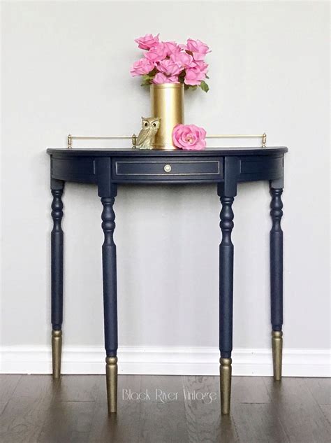 Sold Half Moon Console Table Painted In Fusion Mineral Paints Midnight