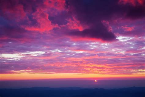 Pink Sunset Or Sunrise With Beautiful Clouds On The Sky Photograph By