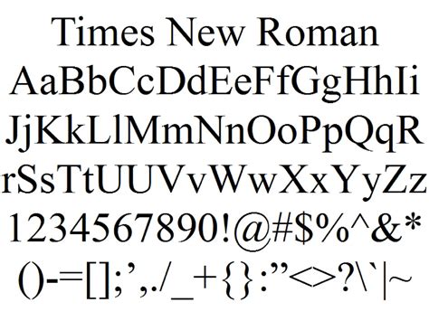 Font Alphabet Styles Times New Roman