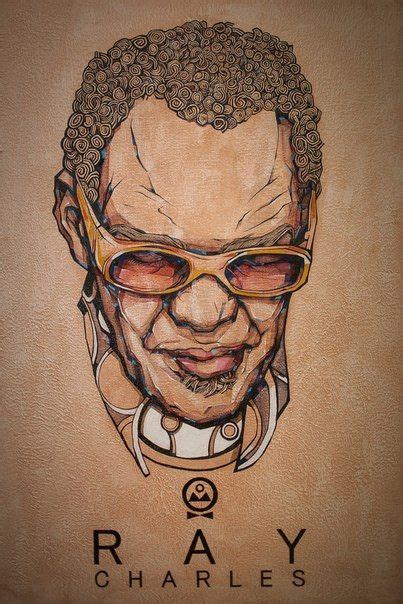 Portrait Of Ray Charles Acryl By Odry Musin After A 1985 Photo By
