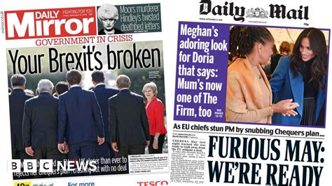 Newspaper Headlines Your Brexit S Broken And May Humiliated