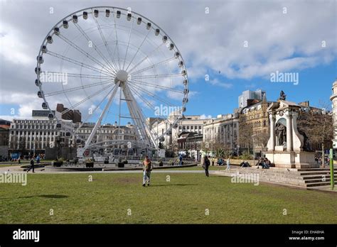 Manchester Uk Large Ferris Wheel In Piccadilly Gardens Manchester