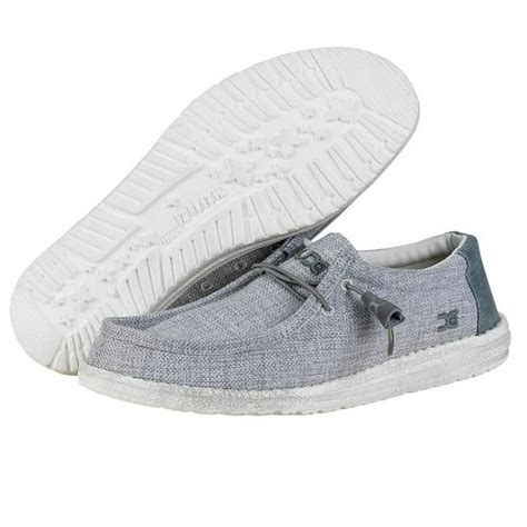 Hey Dude Hey Dude Mens Wally Woven Loafers Grey Woven Fabric Textile