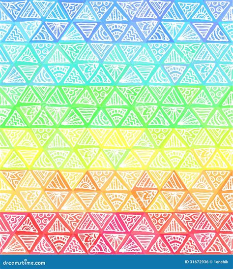 Ornate Hand Drawn Rainbow Triangles Vector Stock Vector Illustration