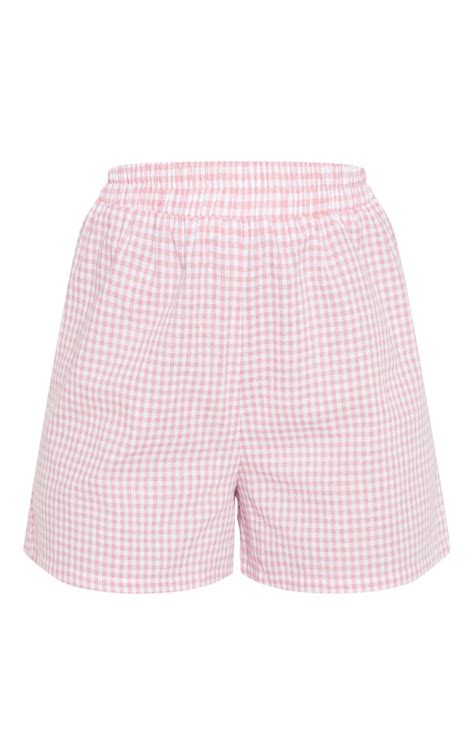 Pink Gingham Check Short Shorts Prettylittlething Usa