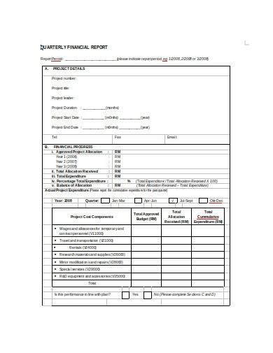 Free Quarterly Financial Report Samples In Ms Word Pages Google