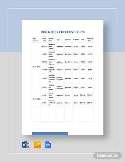 Check spelling or type a new query. FREE 19+ Sample Inventory Checklist Templates in Google ...