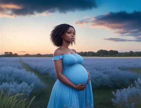 Premium Ai Image Photo Of A Beautiful Pregnant Black Woman Posing In A Meadow