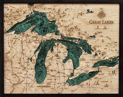 Bathymetric Map Great Lakes Scrimshaw Gallery