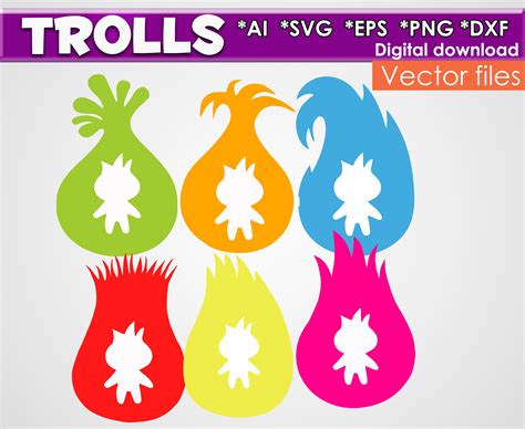 Trolls Svg Png Hairstyles Vector Files Digital Trolls Clipart Etsy