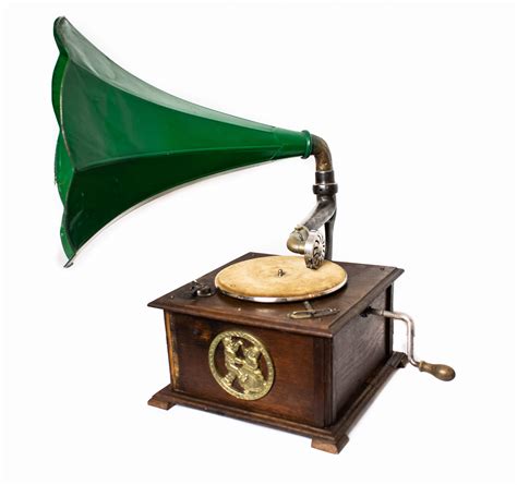 Gramofon z zieloną tubą, drewniana skrzynia DoGramofonu.PL