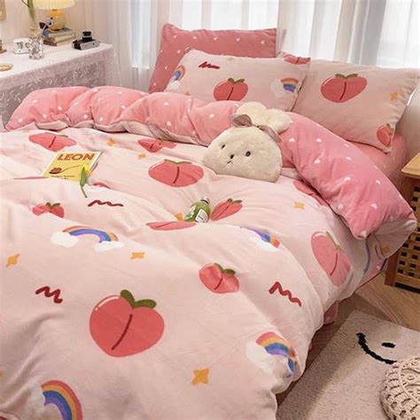 Kawaii Peach Bedding Set Pn3304 Girls Bedroom Makeover Room