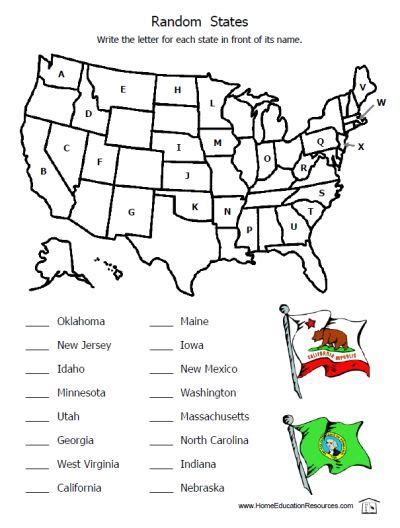 Name The State United States Printable Map Worksheet For Kids Flags Fun