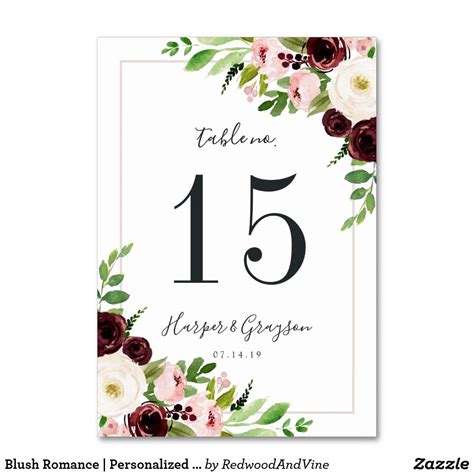 Read more indigoapply.com personal invitation number / entre linhagem: Blush Romance | Personalized Table Number Card | Zazzle ...