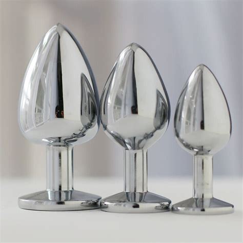 jeweled anal butt plug stainless s m l set sex toy for women men metal silver ebay