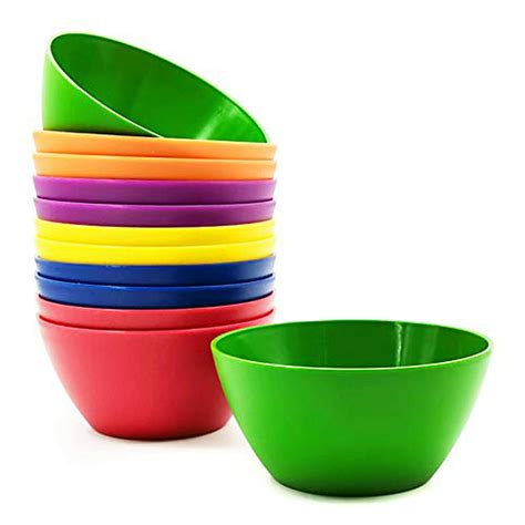 plastic bowls set of 12 unbreakable and reusable 6 inch plastic cereal soup salad bowls