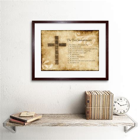 Escaping death, a hebrew infant is raised in a royal household to become a prince. Ten 10 Commandments Cross Christian Religious Quote Framed ...