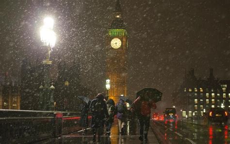 Snow Arrives In London As Heathrow Flights Grounded And Soldiers