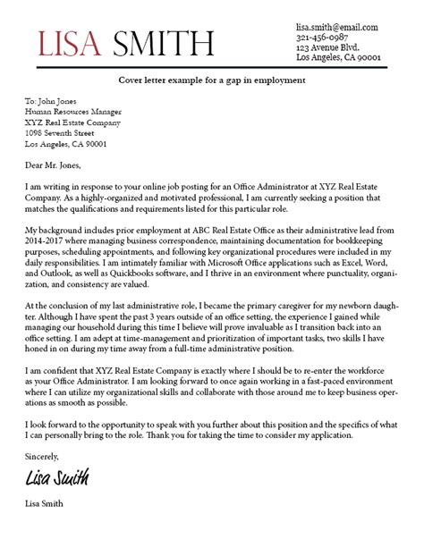 Returning To Work Cover Letter Examples Collection Letter Template