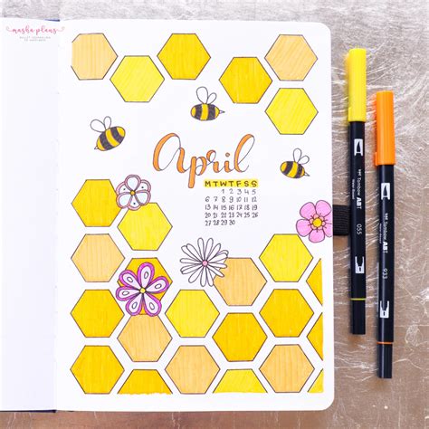 April Plan With Me Bees Theme Bullet Journal Inspiration Bullet