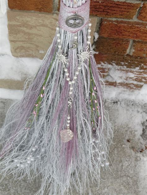 White Handfasting Broom For Pagan Wedding Wiccan Wedding Jumping The